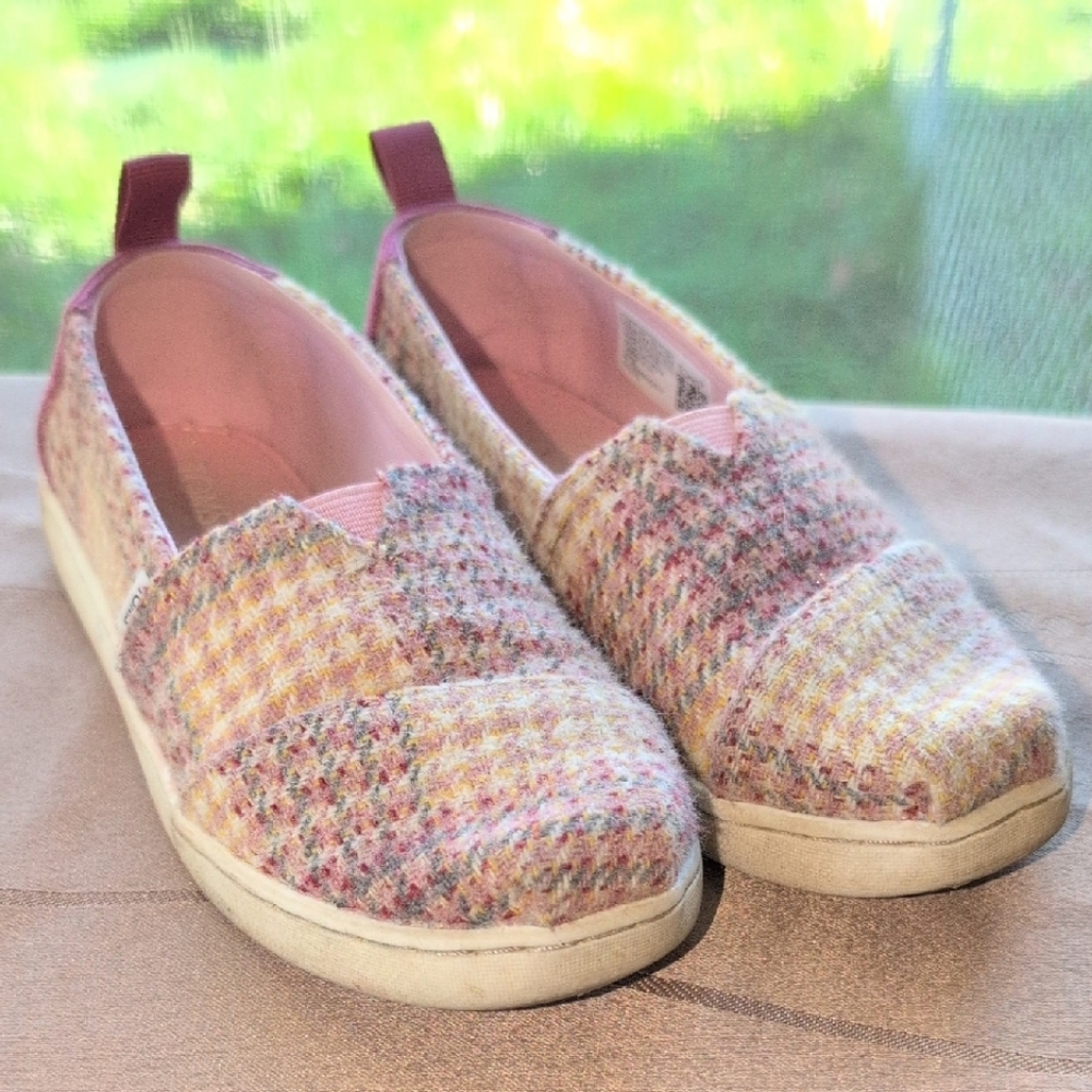 Toms Pink and Yellow Tweed Flats
